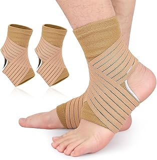 Ankle Brace, Ankle Support Brace for Women Men, Adjustable Ankle Compression Sleeve with Stabilizer Wraps, Ankle Bandages Protectors for Sports