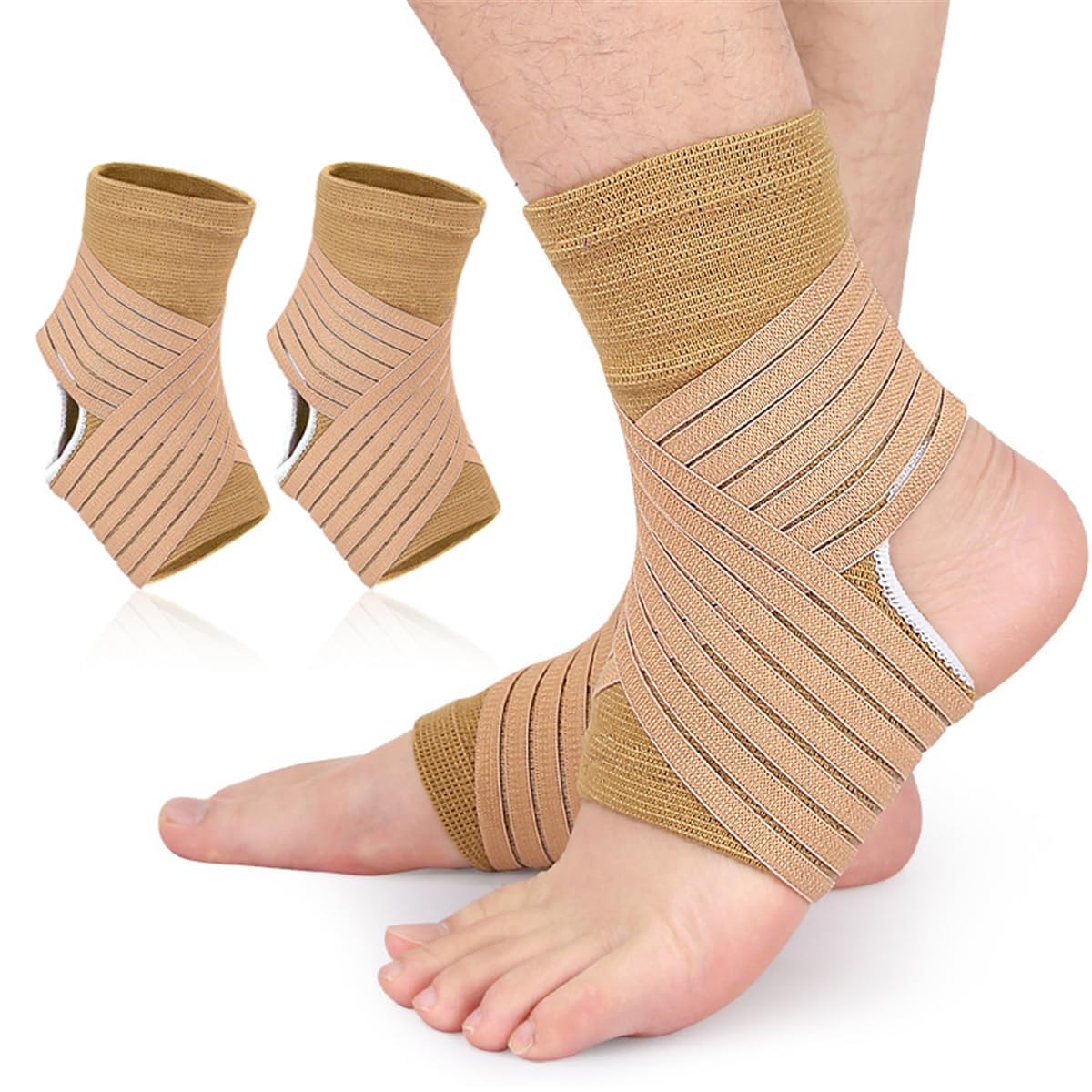 Ankle Brace, Ankle Support Brace for Women Men, Adjustable Ankle Compression Sleeve with Stabilizer Wraps, Ankle Bandages Protectors for Sports