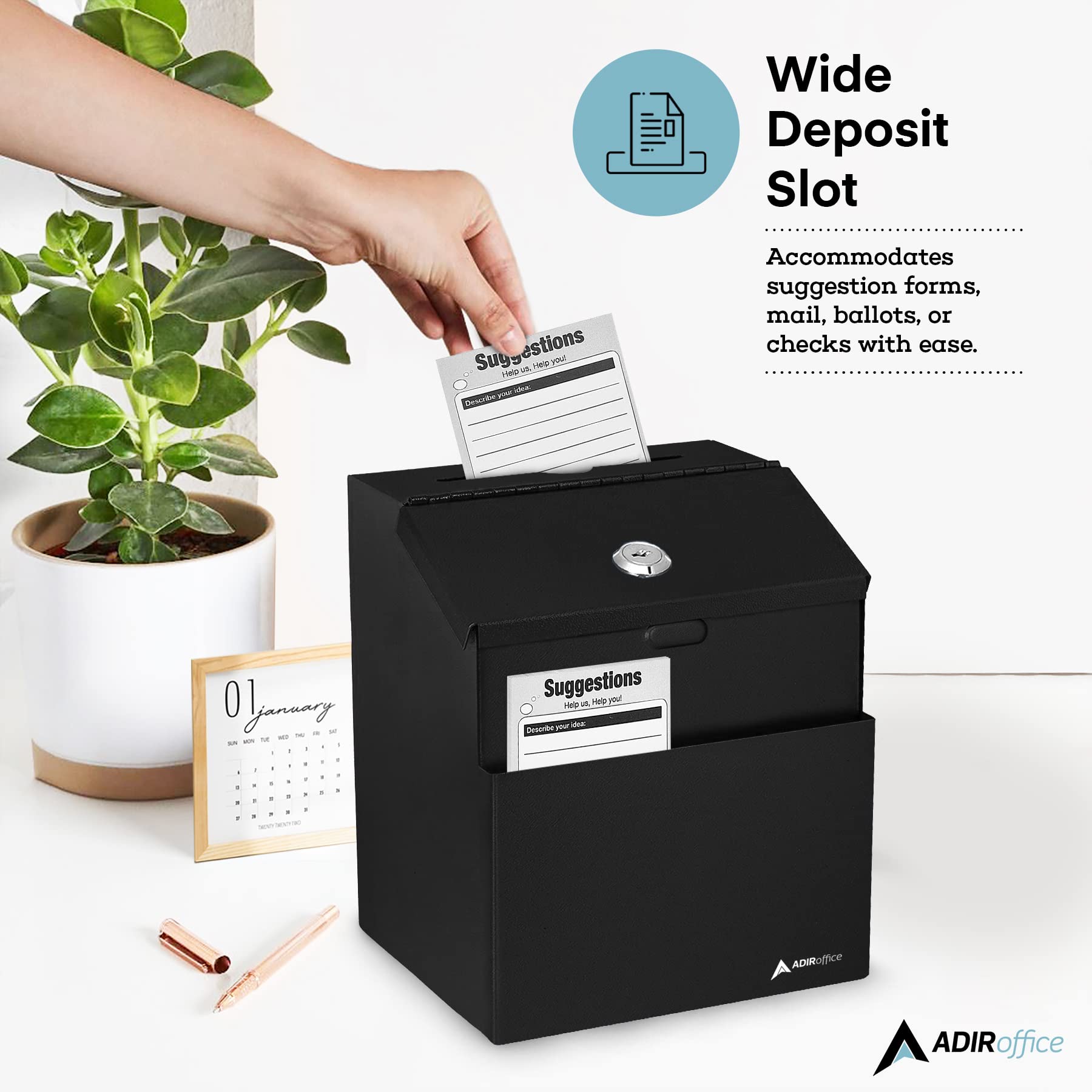 Buy Adir Wall Mountable Steel Suggestion Box with Lock Donation Box