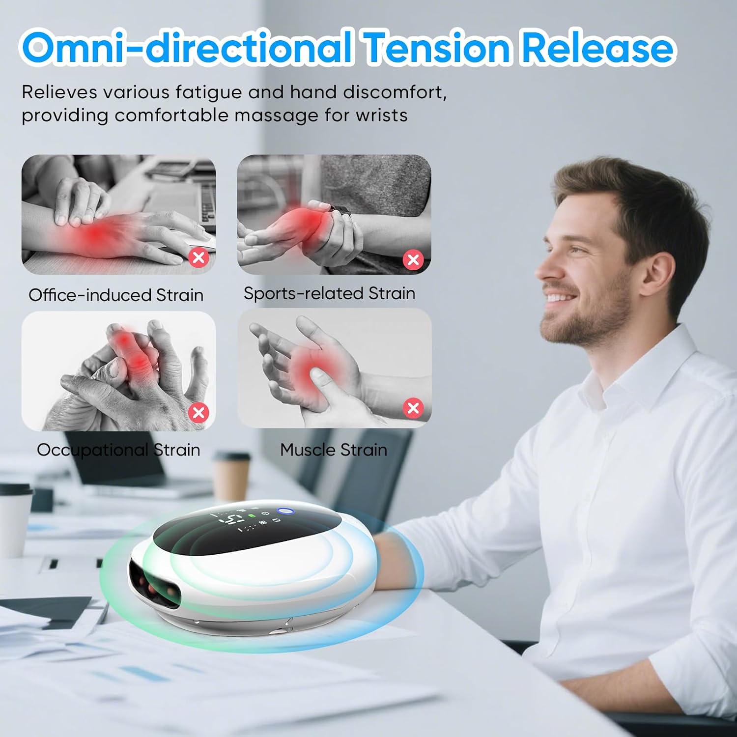 Hand Massager Heat and Compression, Deep Kneading & Intermittent Negative Pressure Therapy, 6 Modes & Intensities Electric Hand Massager Carpal Tunnel and Finger Joint Care