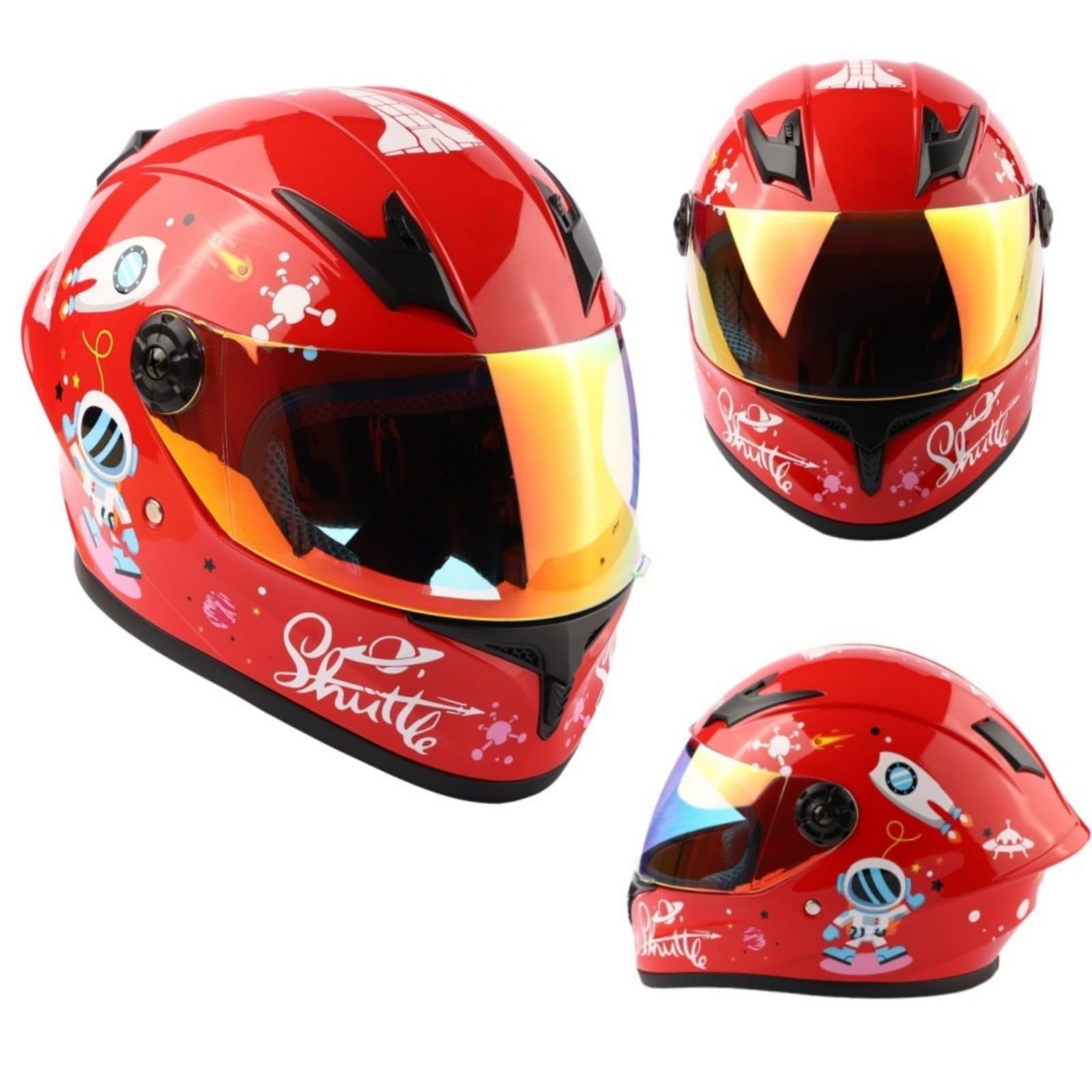 Kids Full Face Motorbike Helmet, Child All Weather Multi Purpose Helmet for Scooter, Electric Motorcycles, ECE Approved N,M(51-52CM)