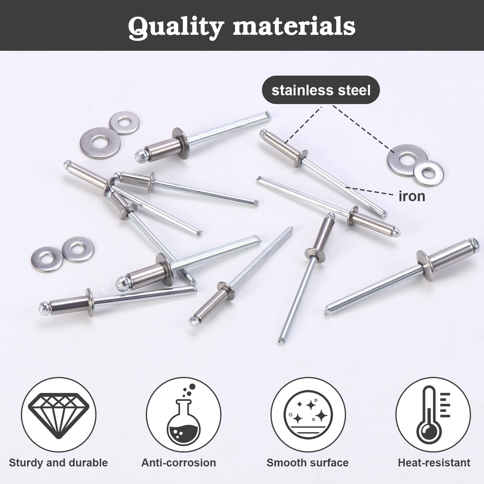 QTY 25) POP Rivets TUTTI Gamma Di Impugnature In Acciaio Inox 4-2 1/8