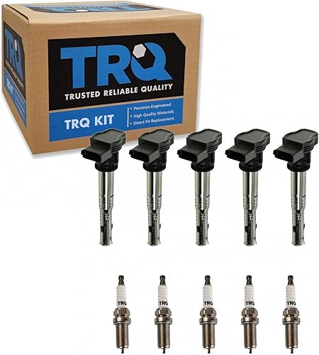 TRQ Bobina de encendido y kit de bujías de iridio para Volkswagen 2.5L L5 Nuevo