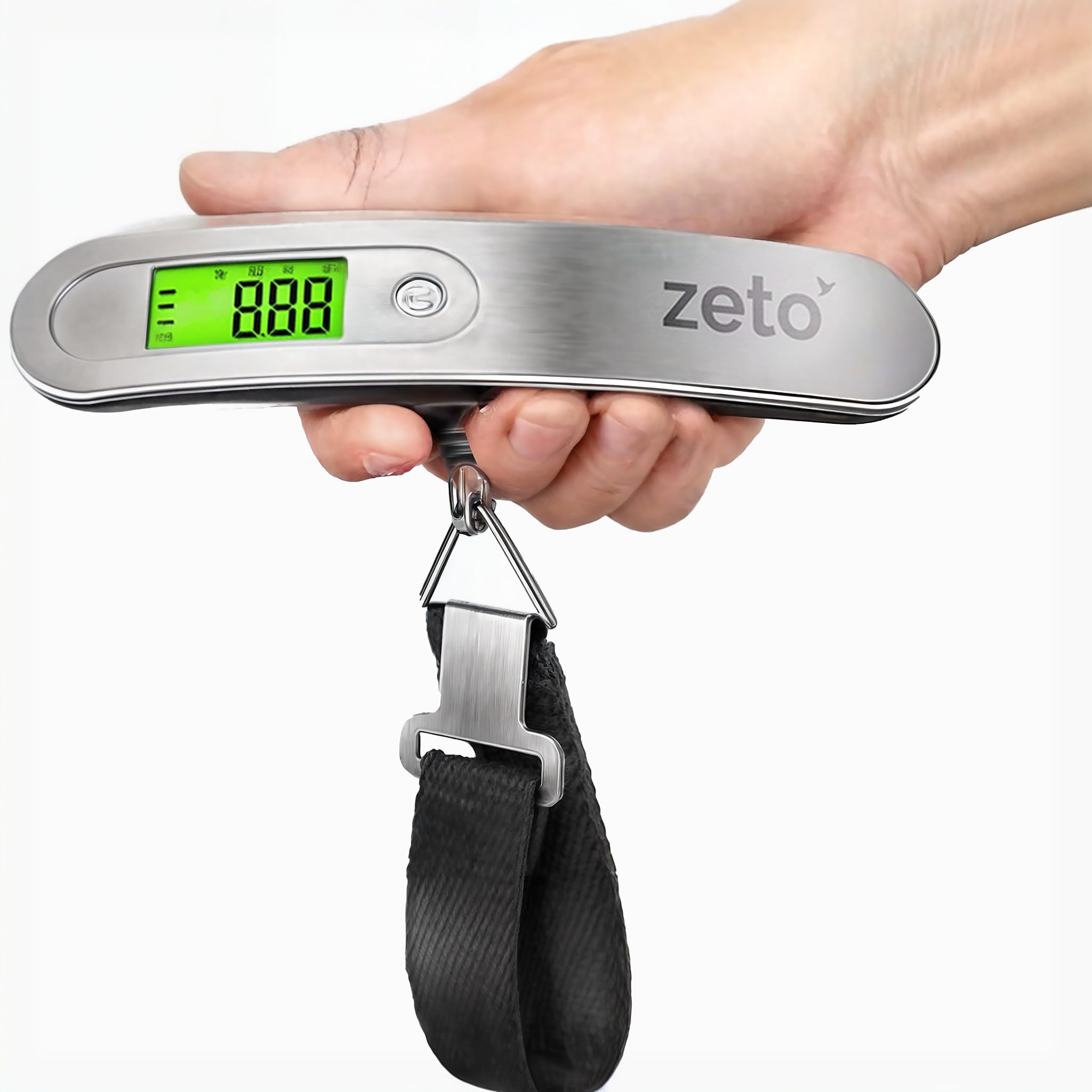 ZETO Portable Digital Luggage Scale - 110lb/50kg Capacity, Stainless Steel Handheld Hanging Baggage Scale for Travelers-image-1