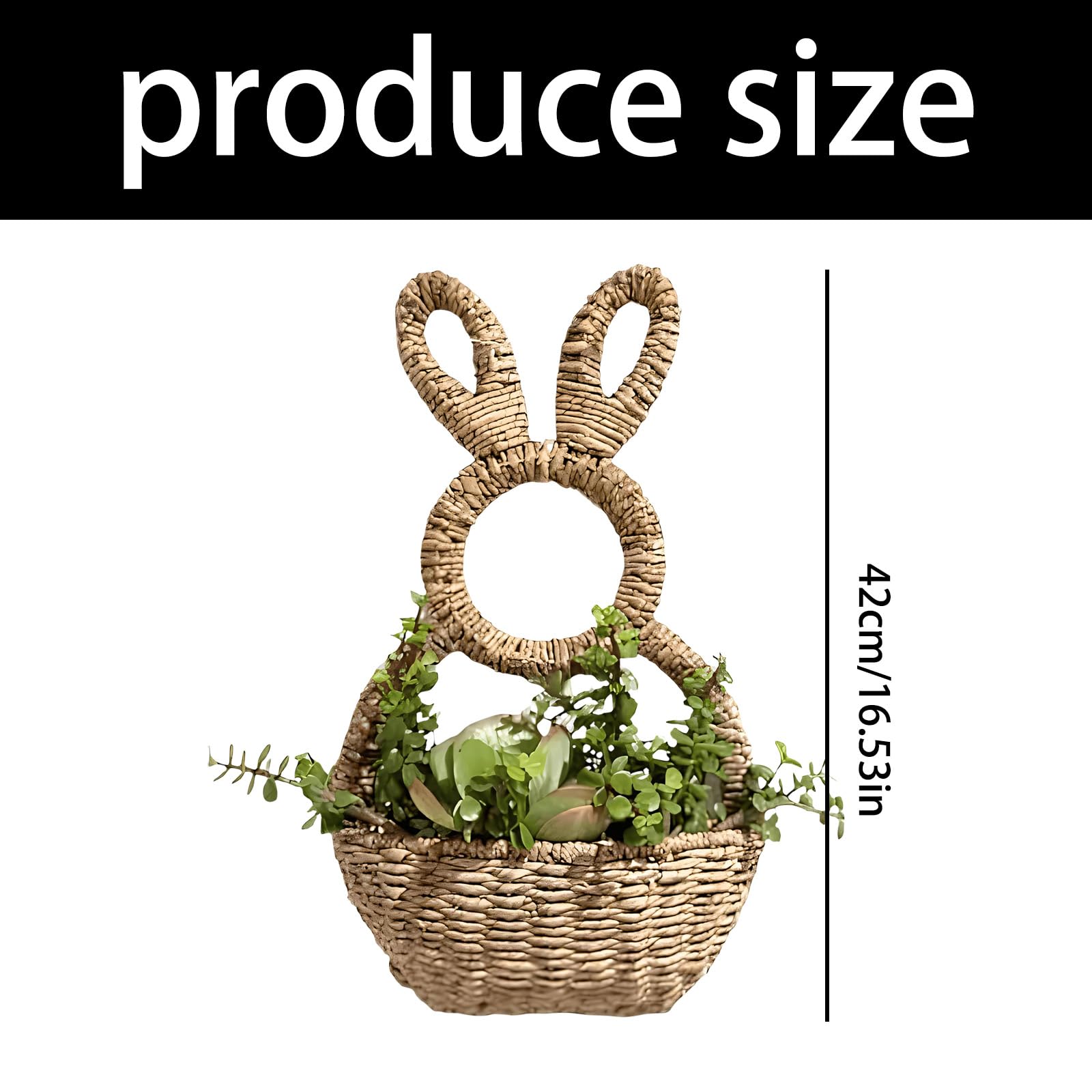Panier de Lapins de Pâques en Osier Suspendu Mur, Panier de Pâques tissé à la Main, Ornement Suspendu pour décoration de Maison de Printemps Wicker Bunnies