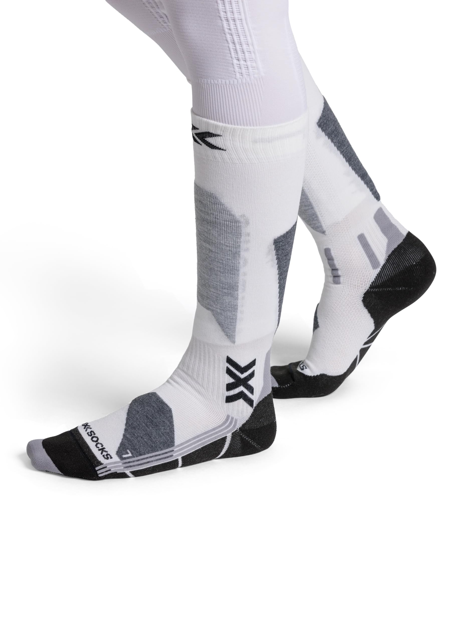 X-Socks Ski Discover OTC Donna - Calze da sci ad alte prestazioni, comfort ottimale, protezione avanzata e vestibilità superiore per un'esperienza di sci impareggiabile - Bianco/Grigio, 35-36