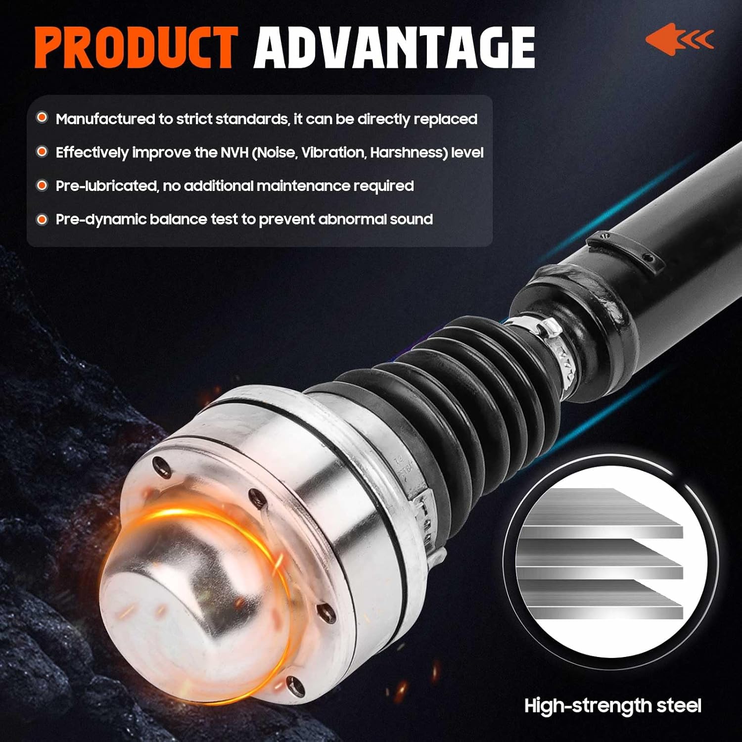 Front Drive Shaft Propeller Shaft Driveshaft Assembly for Jeep Grand Cherokee L6 4.0L 1999 2000 2001, AWD 4WD Automatic Transmission for 938-142 938142 52099497AD 52099497AC