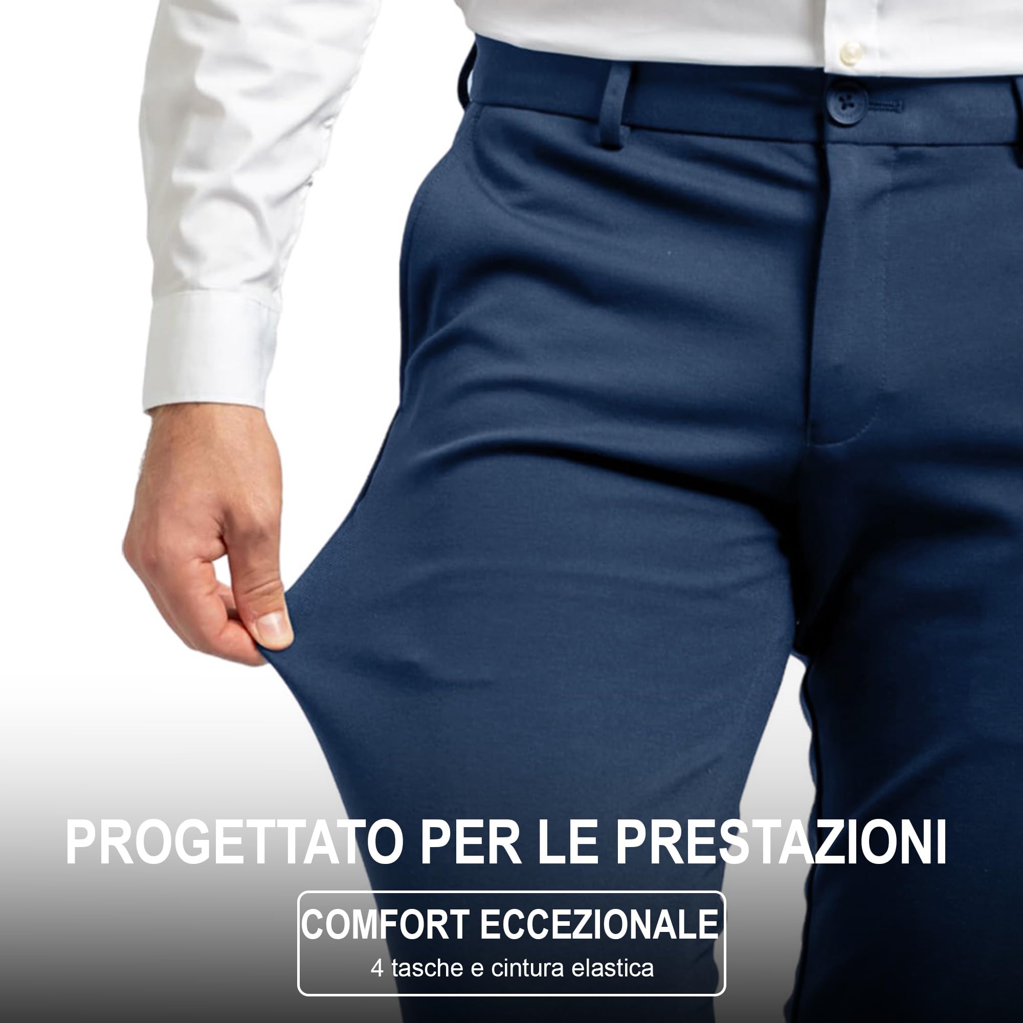 Performance Pants Uomo - Pantaloni Chino Slim Fit Stretch con Tessuto 360° - Eleganti, Comodi e Versatili per Business, Tempo Libero, Viaggio e Golf - vestibilità Curata