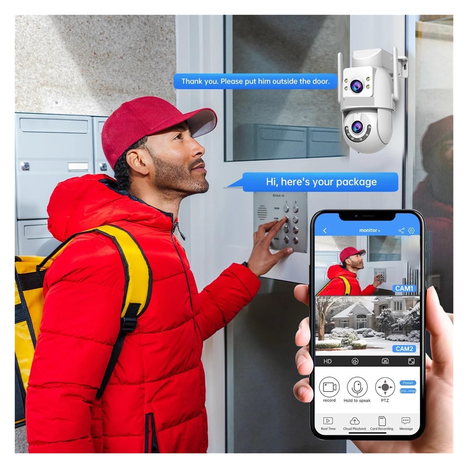 Caméra dôme de Surveillance de sécurité IP WiFi PTZ extérieure