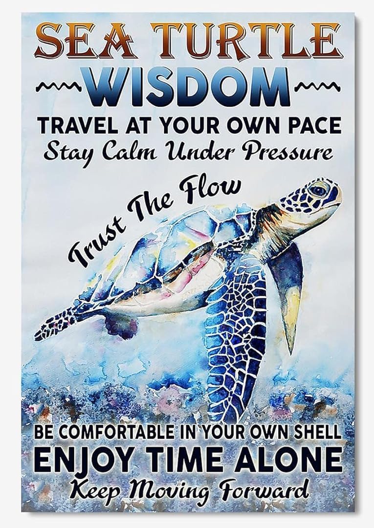 rayprint Metal Signs Sea Turtle Wisdom Signs Vintage Signs Retro Aluminum Sign for Home Cafe Kitchen 8x12 Inches