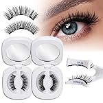 QUEWEL 2 Pairs Magnetic Eyelashes, Reusable No Glue Needed Magnetic Eyelashes Kit with Applicator Lash Clusters Kit without Eyeliner Easy to Wear and Remove (G-YC-C+D01)