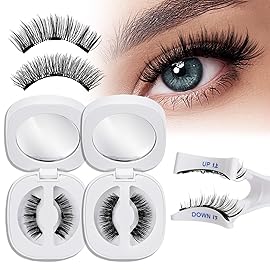 QUEWEL 2 Pairs Magnetic Eyelashes, Reusable No Glue Needed Magnetic Eyelashes Kit with Applicator Lash Clusters Kit without Eyeliner Easy to Wear and Remove (G-YC-C+D01)