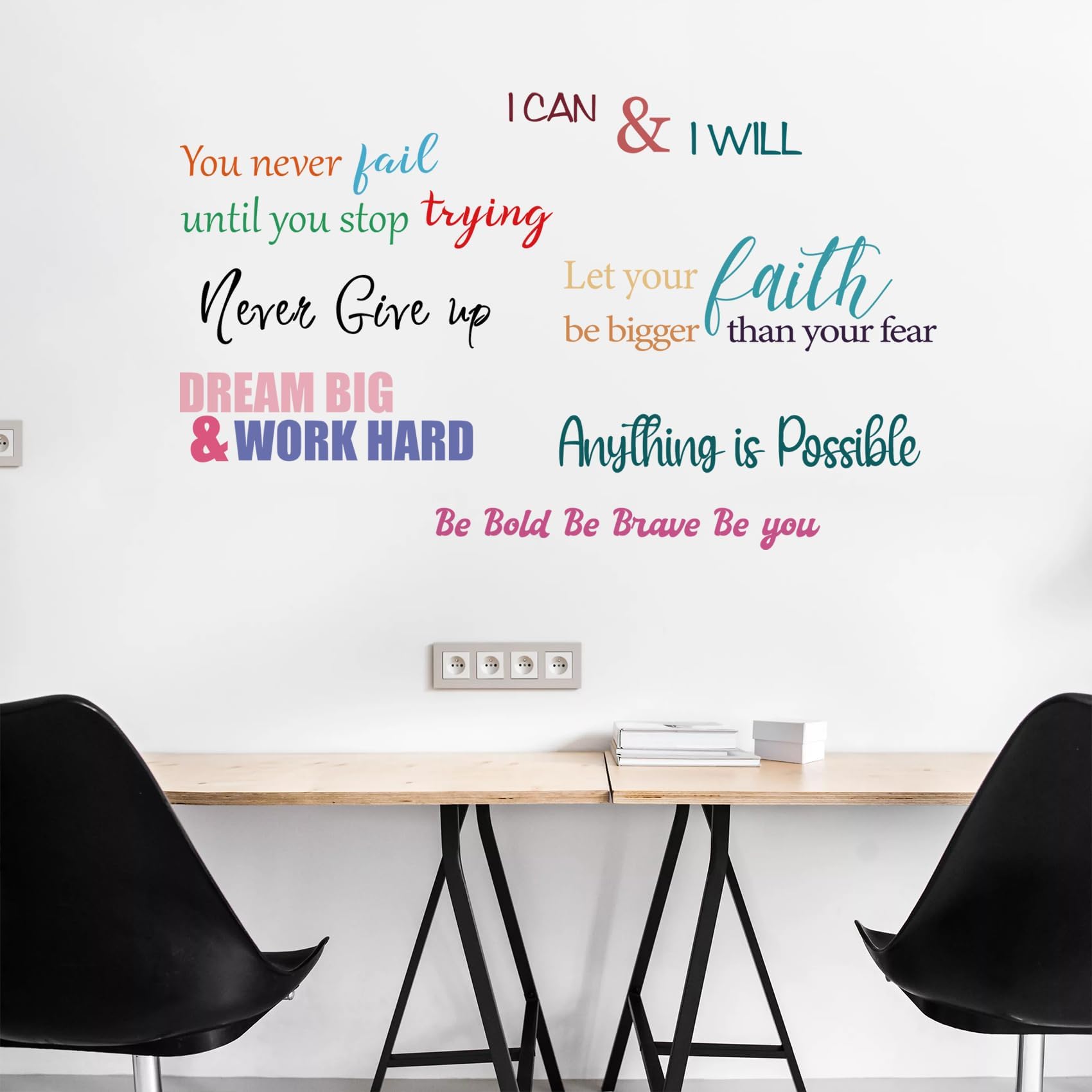 Motivational Wall Decals, Inspirational Wall Quotes Sticker, Colorful Positive Sayings Art Lettering Decor,Office Word Decal Peel and Stick Vinyl Motto Wall Stickers,Spiritual Decal for Company