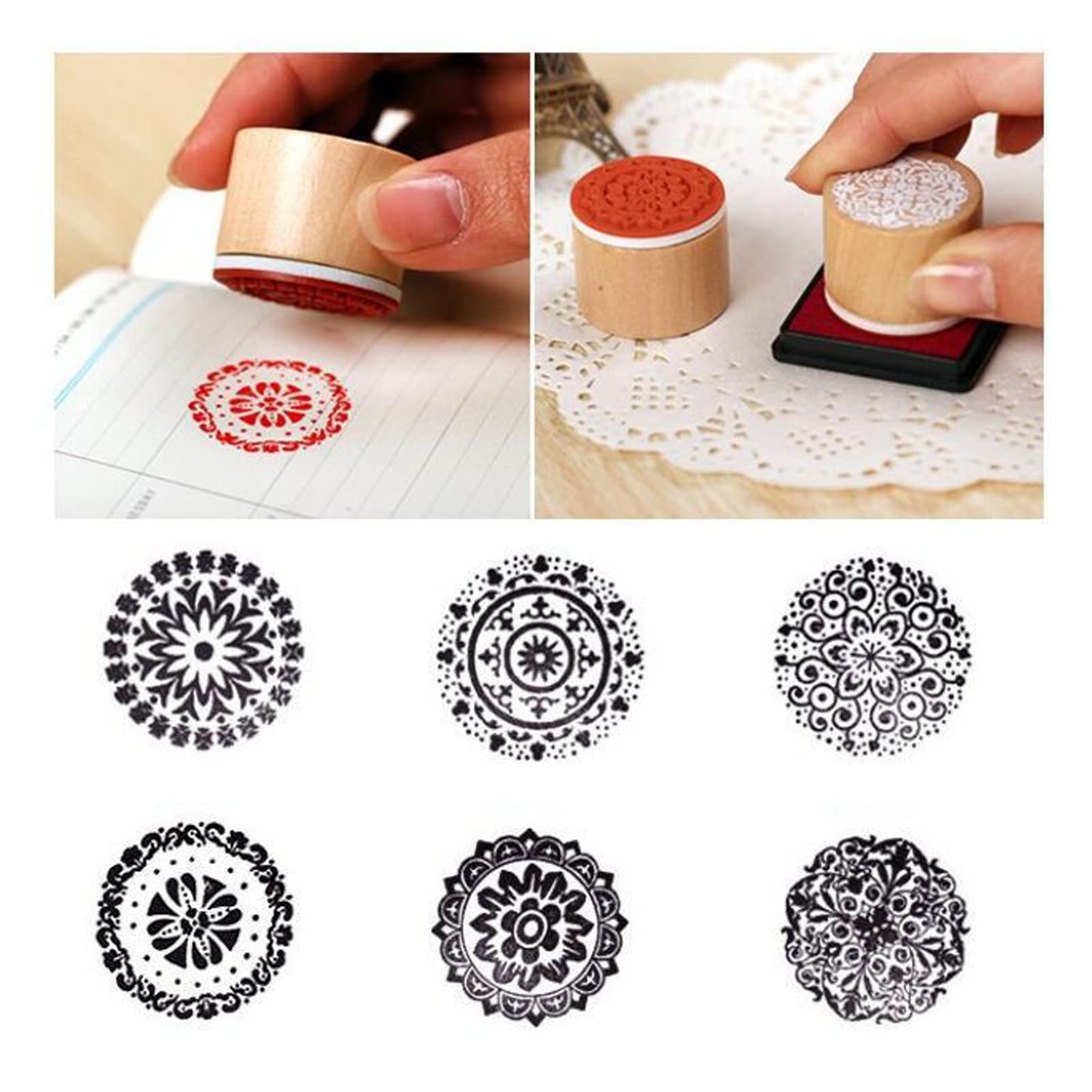 12 sellos artesanales de madera, sellos vintage con motivos de flores, para tampones, álbumes de bricolaje, álbumes de fotos y tarjetas de invitación