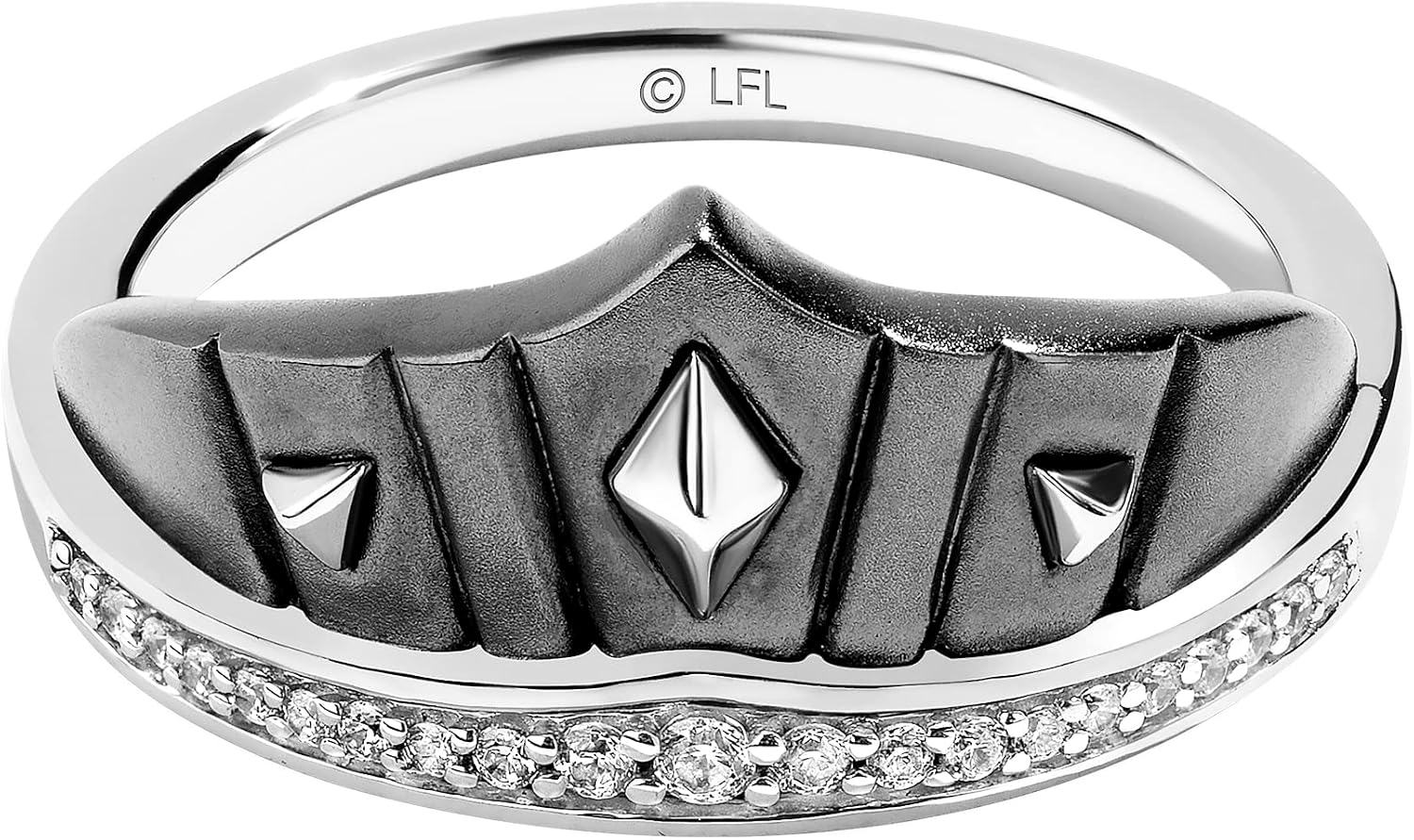 Jewelili Star Wars™ Fine Jewelry Ahsoka Tano™ Women's Ring 1/10 Ct.Tw. Diamonds, Sterling Silver and Black Rhodium