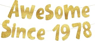Awesome Since 1978 Gold Glitter Banner - 48th Birthday and Anniversary Party Decorations