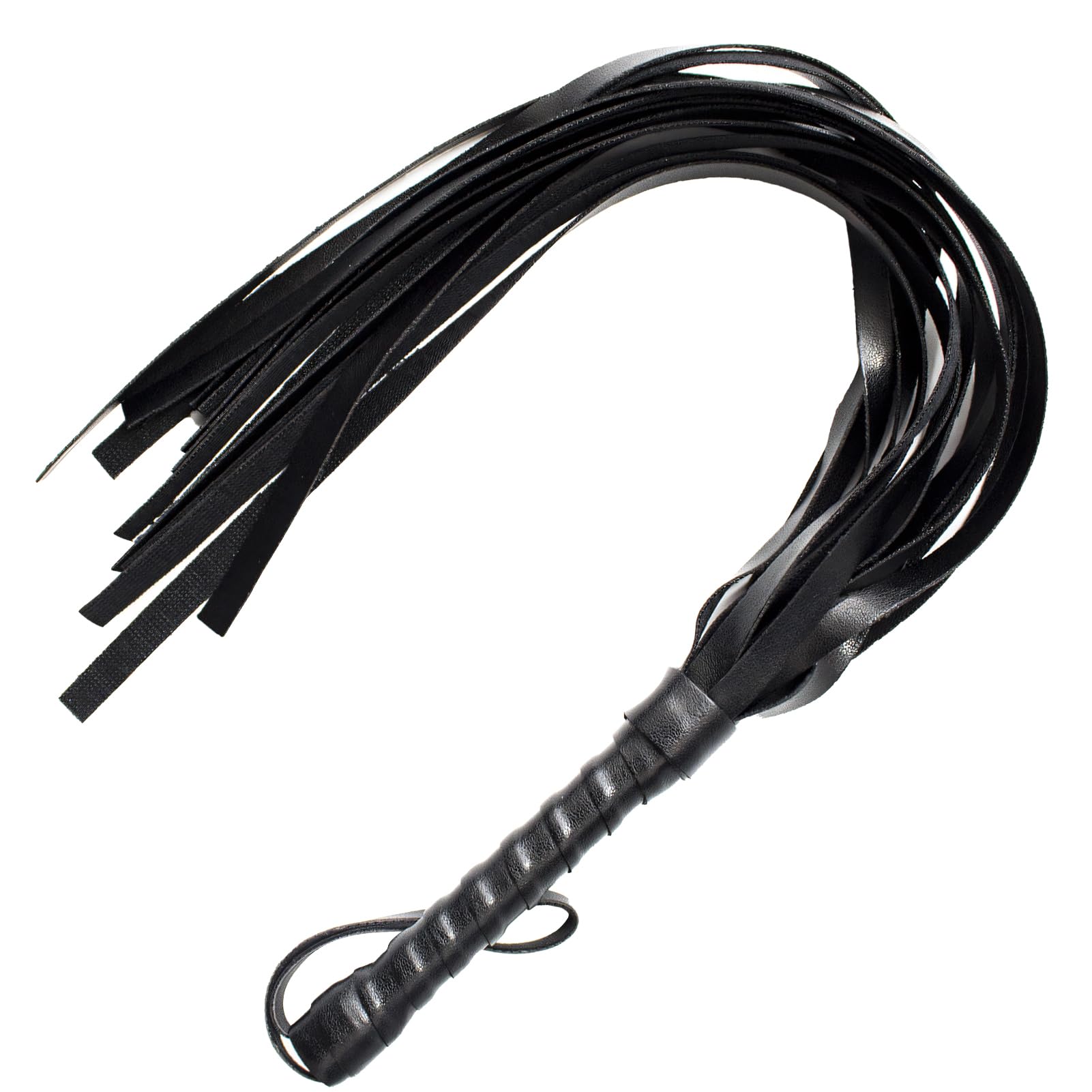 Fouet en Cuir Frangé 55cm Cravache Équitation Poignée Antidérapante Accessoire Entraînement