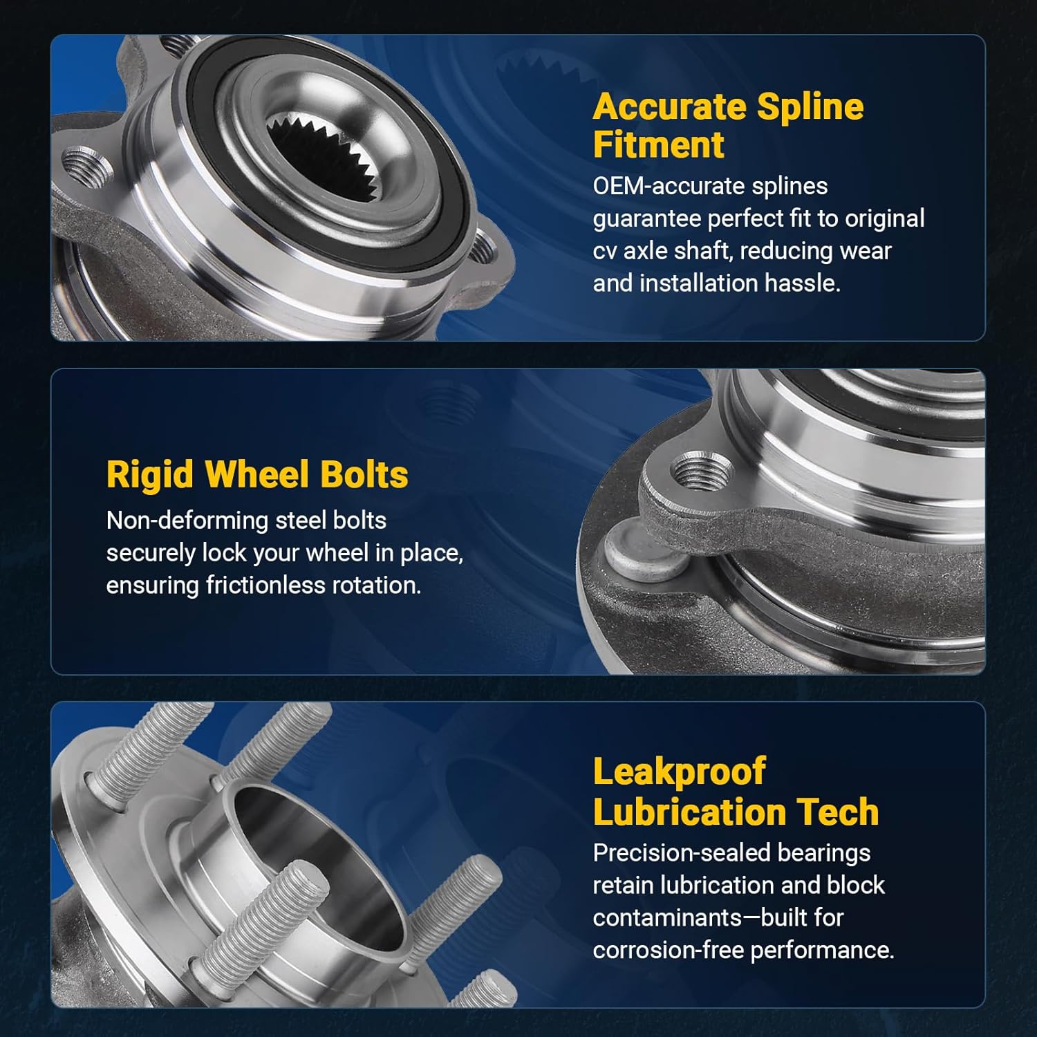 AUTOCLUB Rear for Dodge Grand Caravan 2008 2009 2010 2011 2012 Chrysler Town & Country Wheel Bearing Hub Assembly, for 2009 2010 2011 2012 Volkswagen Routan Replacement, 512360 2Pcs