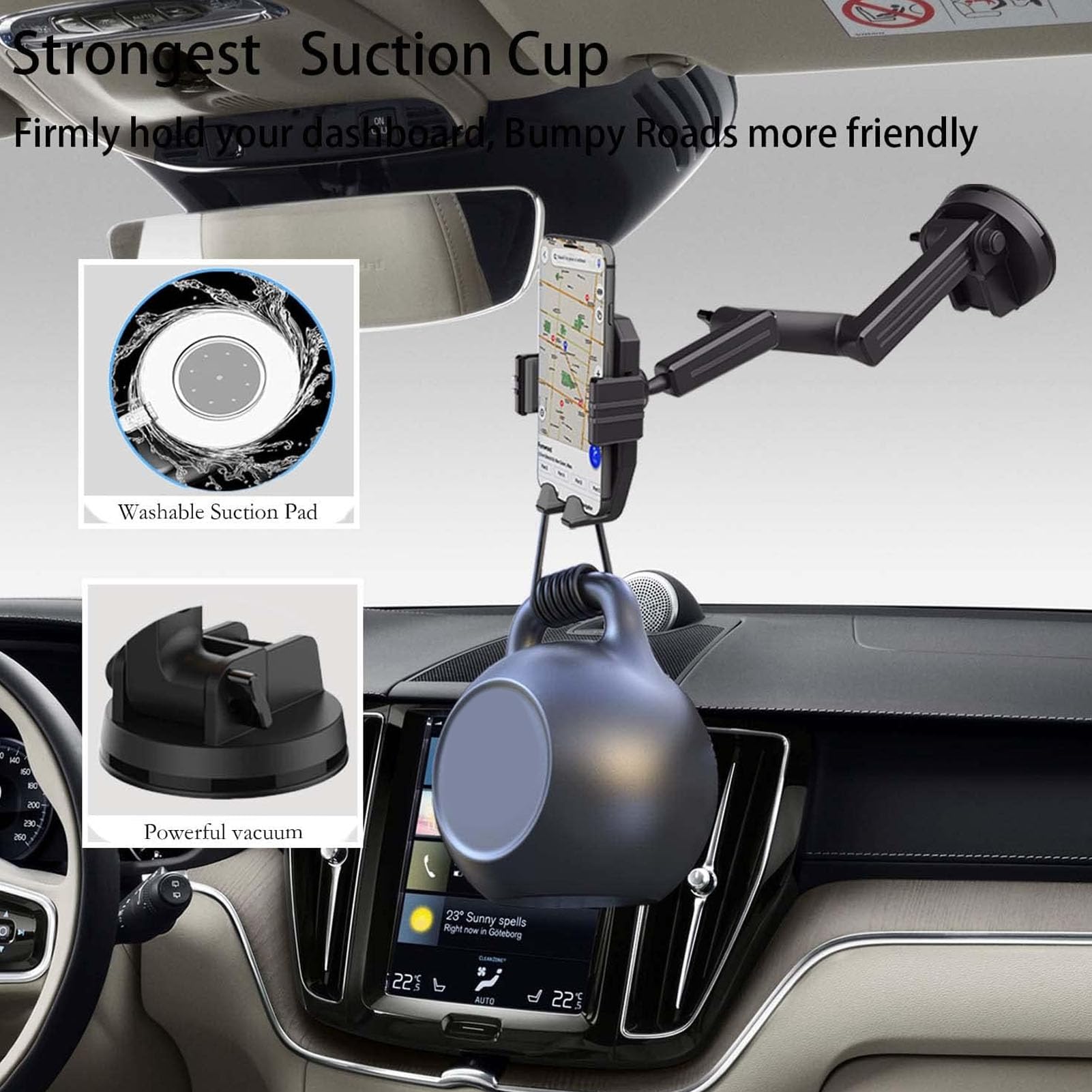 Support universel de téléphone portable à ventouse à rotation de 360 ​​degrés pour bracelet de téléphone de camion de voiture Support de console centrale pour GPS et appels mains libres acheter à