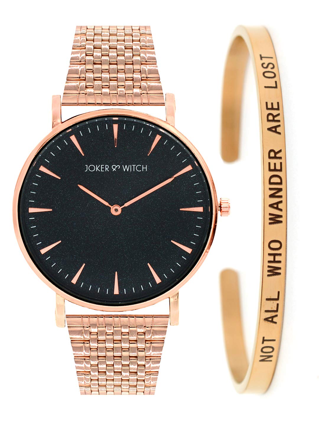Joker & Witch Stainless Steel Women Valerie Rose Gold Analog Watch Bracelet Stack, Black Dial, Rose Gold Band (B08TC3RVVW) Amazon Price History, Amazon Price Tracker
