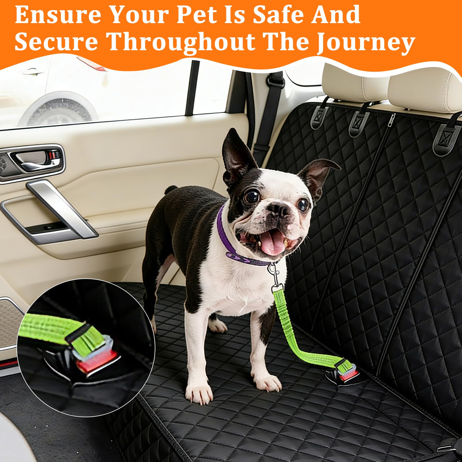 Hundedecke Auto Rückbank Wasserdicht Kindersitzunterlage Kompatibel mit Kindersitz und Hundegurt rutschfeste wasserdichte Autoschondecke mit ISOFIX Kompatibel mit Meisten Autos, SUV und LKW