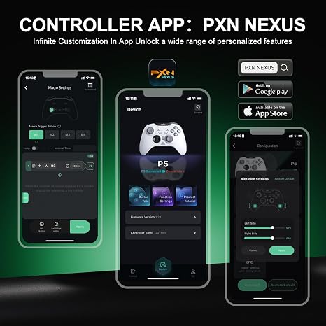 PXN P5 Wireless Gaming Controller - Hall Joystick, Hall Trigger, 6-Axis Motion, 4 Back Buttons, Compatible with PC, Switch/Switch2, iOS, Android (Black)