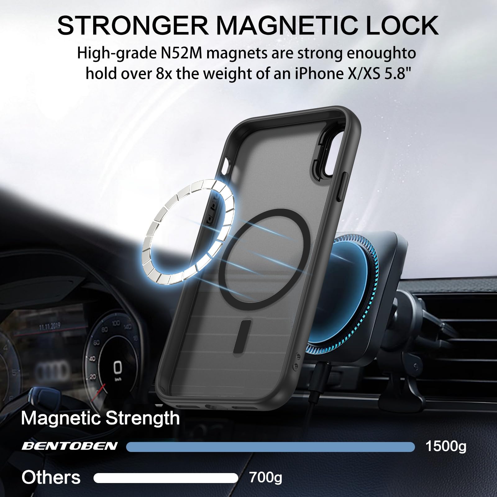 BENTOBEN For IPhone X Case/iPhone Xs Case [Compatible With Magsafe] Translucent Matte Magnetic IPhone X/Xs Phone Case Slim Thin Shockproof Women Men Protective Cases Cover 5.8" 2017/2018, Black