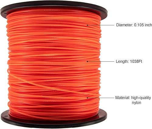 Miniatura 5 de KAKO Línea de recortadora redonda de 0.080 pulgadas, línea de recortadora de hilo 080, repuesto de línea de cuerda para desmalezador de hilo de 5