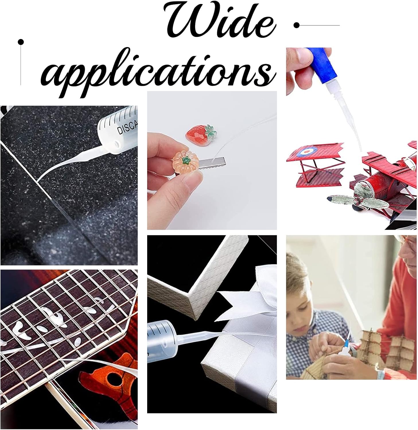 PH Pandahall Glue Tips, 350pcs Plastic Glue Micro-Tips Glue Extender Precision Applicator for Nozzle Bottle Glue Arts Crafts Hobby Projects Guitar Fret Slot, White