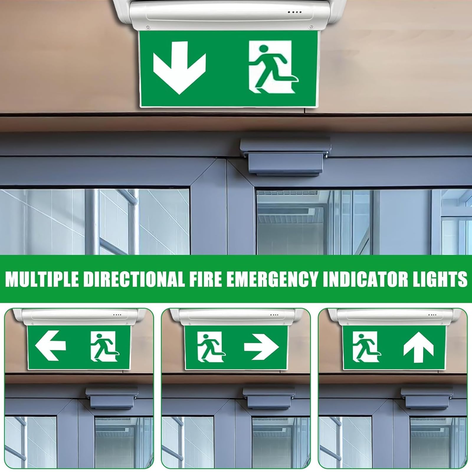 BORDEAG Éclairage de Secours LED, Indicateur De Sécurité à LED avec 6 Pictogrammes de Sortie de Secours Panneau Lumineux, Panneau de Sortie Secour, Fixation Plafond