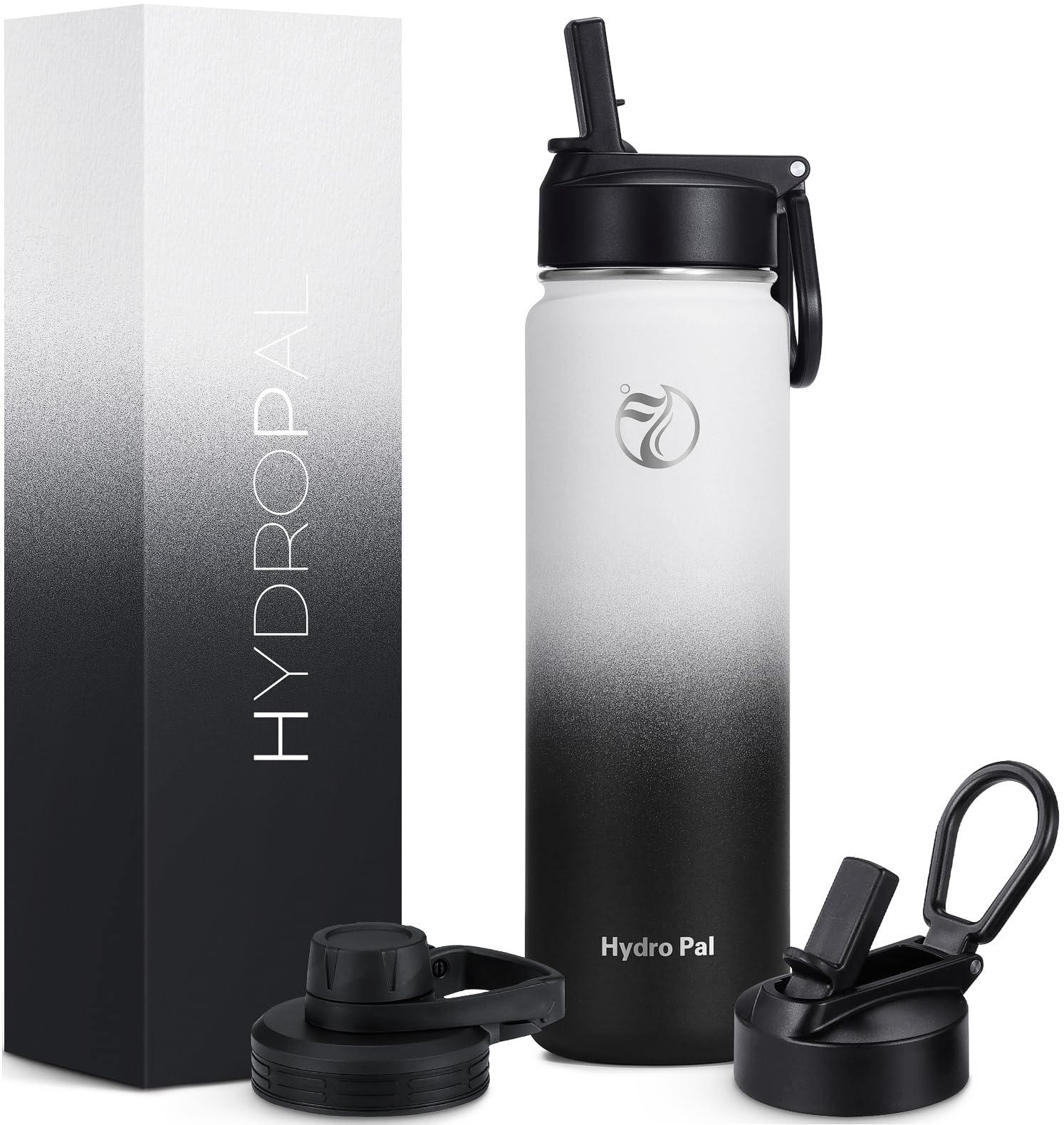 25oz Insulated Water Bottles with 2 Leak Proof Lids(Spout Lid and Straw Lid), Wide Mouth Sport Water Bottle with Straw, Stainless Steel Powder-Coated Water Flask, Double Walled Vacuum Thermos