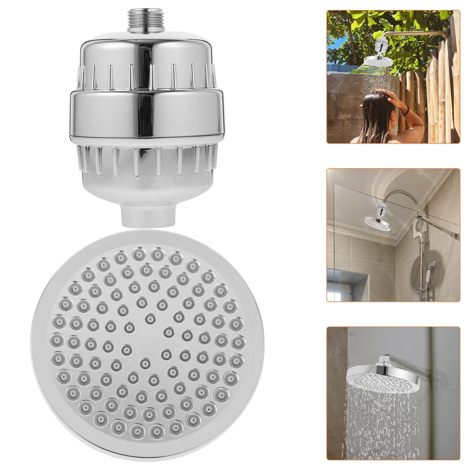 ERINGOGO Filtre Anticalcaire Rotatif avec Douchette Haute Pression et Filtration Multi-Niveaux pour Eau Dure Adapté Salle de Bain