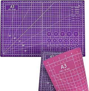 Snadi - Base de Corte Profesional A3 Rosa y Lila | Ideal para Patchwork, Costura y Manualidades | Autoregenerativa | 45x30 cm | 2 Colores para Mayor Visibilidad