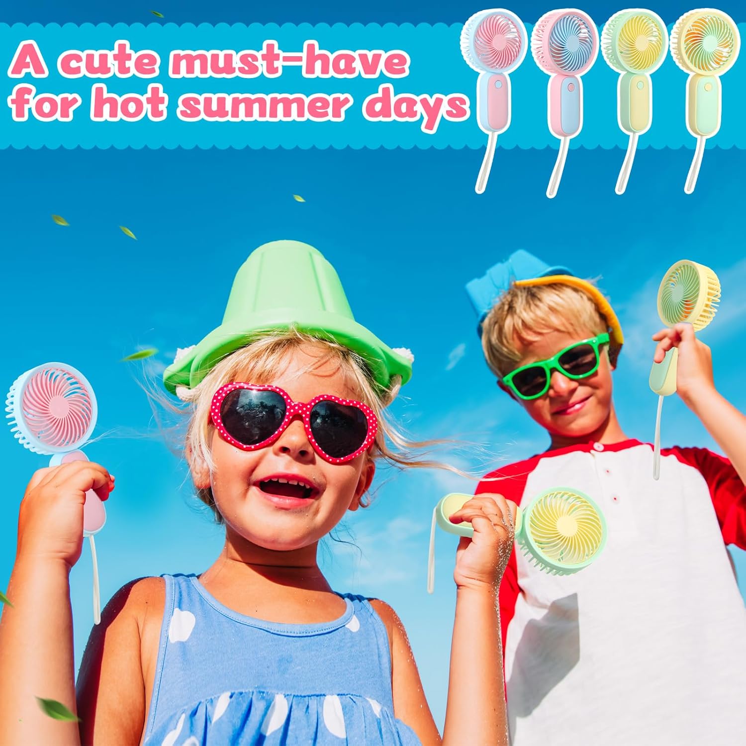 Mini Handheld Fan, USB Rechargeable Hand Held Fan Hanging Small Hand Travel Fans Portable Powerful Fans for Women Outdoor Travelling Indoor Home, 4 Colors(40 Pcs)