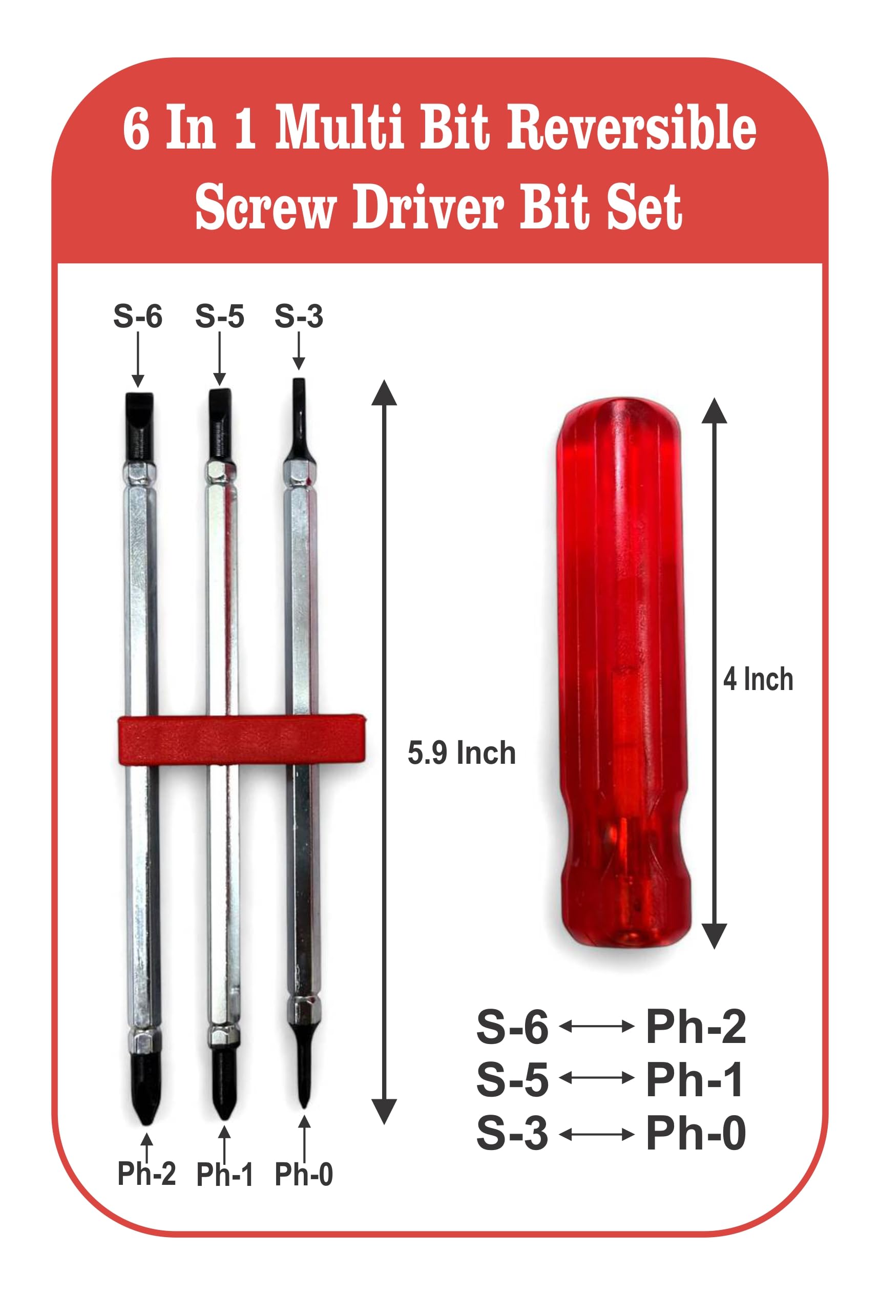 EPITECH MART 6 in 1 Multibit Double Sided Screwdriver Reversible Screwdriver Set kit, Line Tester, PVC Electrical Tape 1