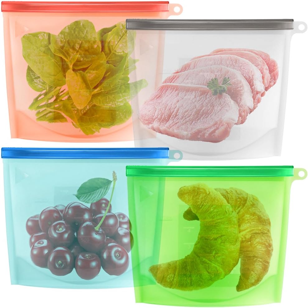 Food Storage Container Set of 4, maxin Reusable Silicone