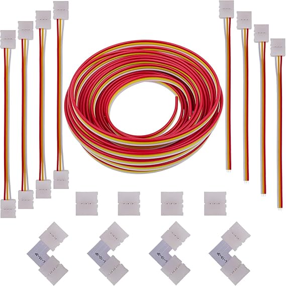 10 Pezzi Cavo Di Collegamento 2 Pin Per Strisce LED SMD 5050/5630 - Prolunga 17cm, Connettore Per Angoli, Senza Saldature, Monocolore - 4