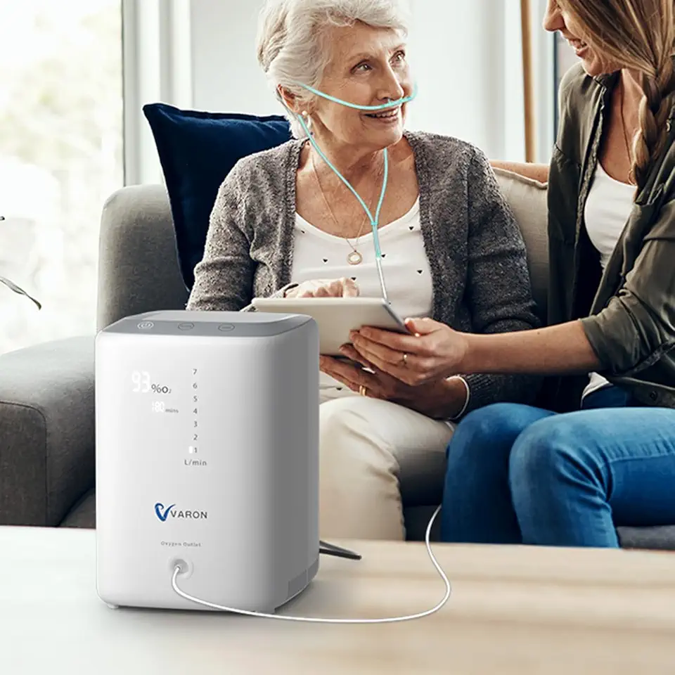 90% Portatil Concentrador de ox Domestico com tubo de Oxigenio 1-7 Níveis Maquina de oxigenio Ajustáveis de baixo ruído 42dB com acessórios completos Para casa110V