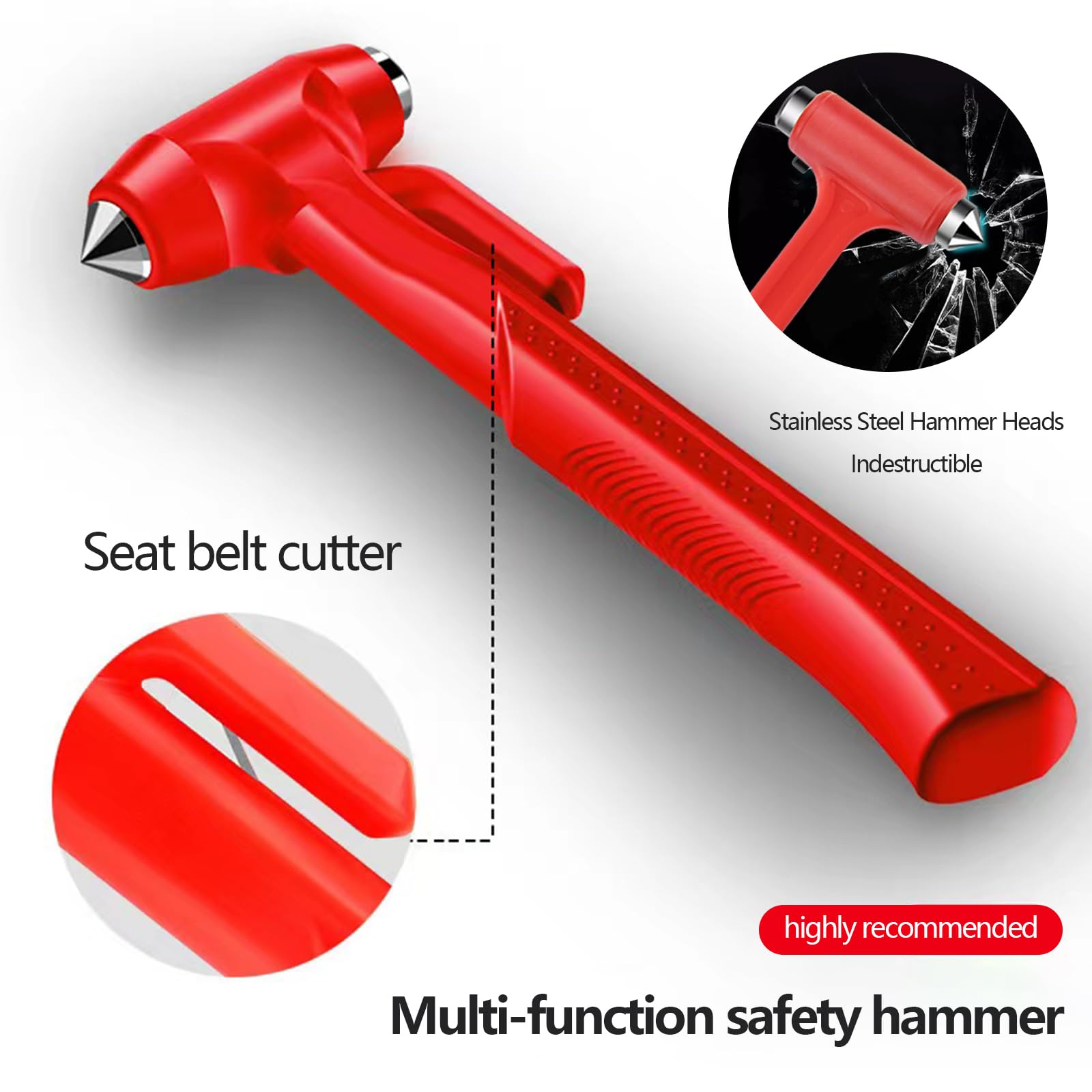 3en1 Kit Triangulos Coche Homologados y Martillo de Seguridad, Ece & Chaleco Reflectante Homologado, Plegable Triangulos Coche Reflectante con Estuche de Plástico para Emergencias y Averías