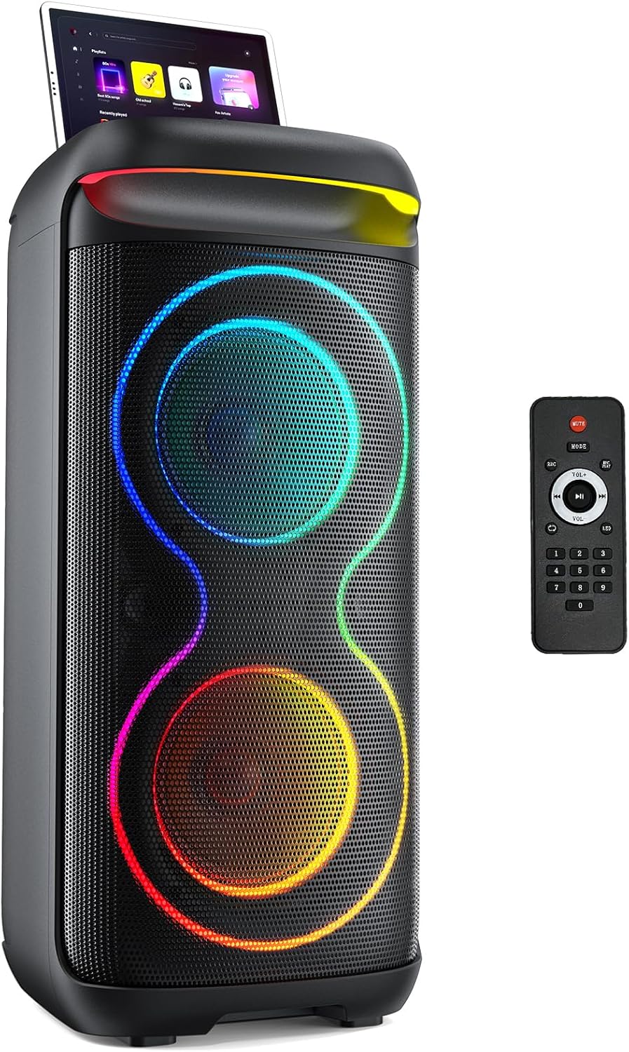 JYX Caixa de Som Grande para Adultos, Partybox com Luz de Disco LED, Suporte para Entrada BT/USB/AUX/Cartão TF/TWS, Remoto, Perfeita para Uso ao Ar Livre, Casa e Subwoofers de Palco, 6500mAh, 90V-240V 1 71FNVs6uaFL. AC SL1500