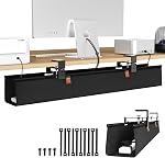Zilink No Bac de gestion des câbles sous bureau 30" Organisateur de cordons pour le bureau de fixation de table / vis Gestion de câble Étanches Hideuses de cordon de tissu imperméables pour bureau, Maison