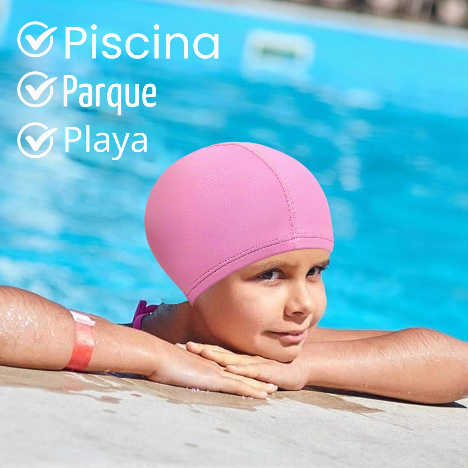 Gorro de Natación Unisex Paquete de 4 Elástico Secado Rápido para Adultos y Niños