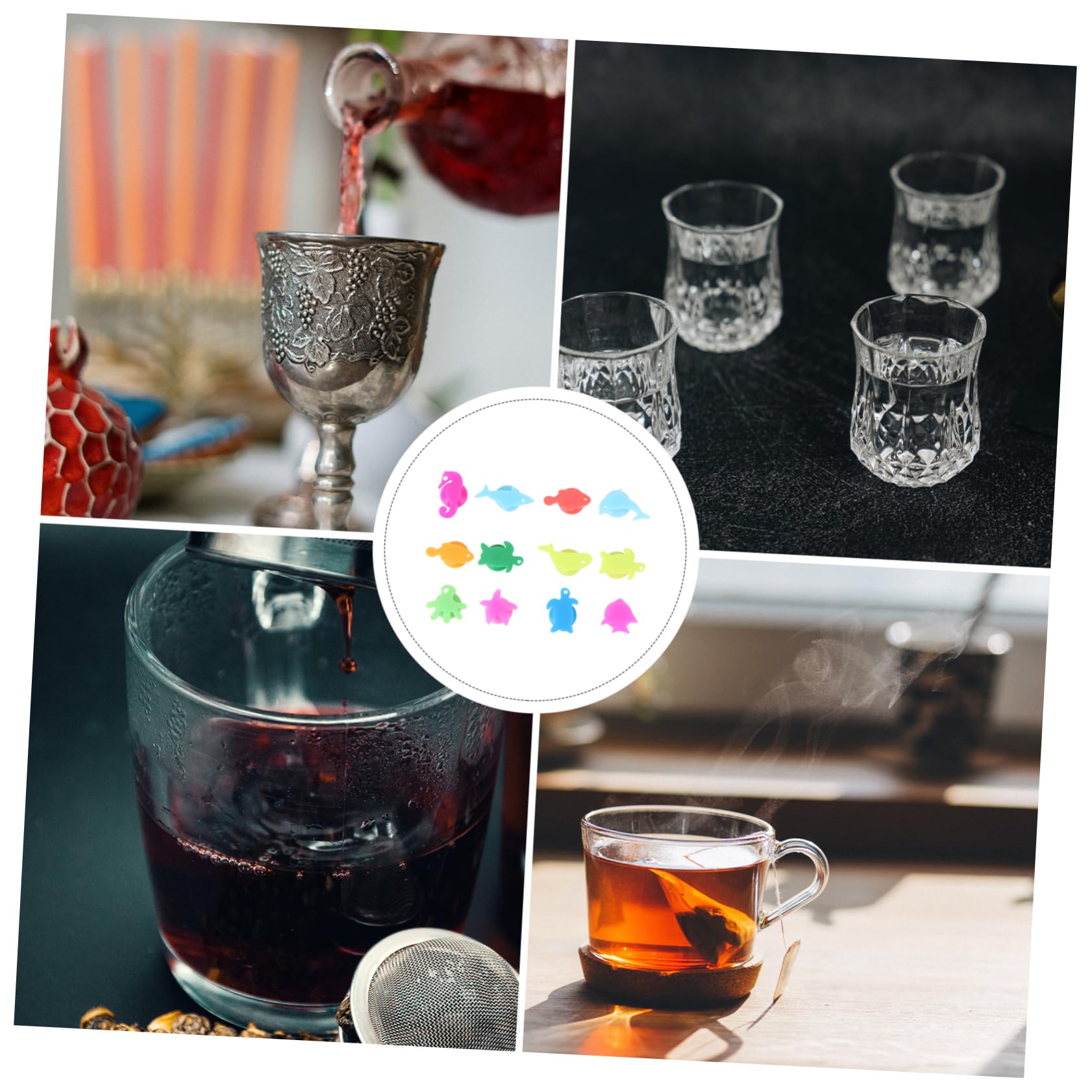 Mikinona 108stücke Silikon Glasmarkierer Bunten Meeresdesigns Wiederverwendbare Trinkglas Markierungen Für Partys Hochzeiten Und Familienfeiern Zur Unterscheidung Von Weingläsern Und