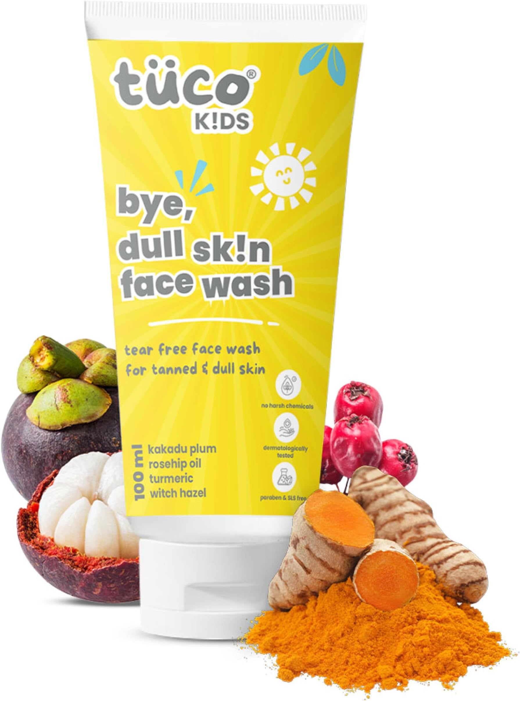 Tuco Intelligent Face Wash With Turmeric, Kakadu Plum, Rosehip Oil, Safflower Oil, Witch Hazel for Dull Skin, for Ages 3+ Kids, Paraben & Sulphate Free - 100 g (Pack of 1)