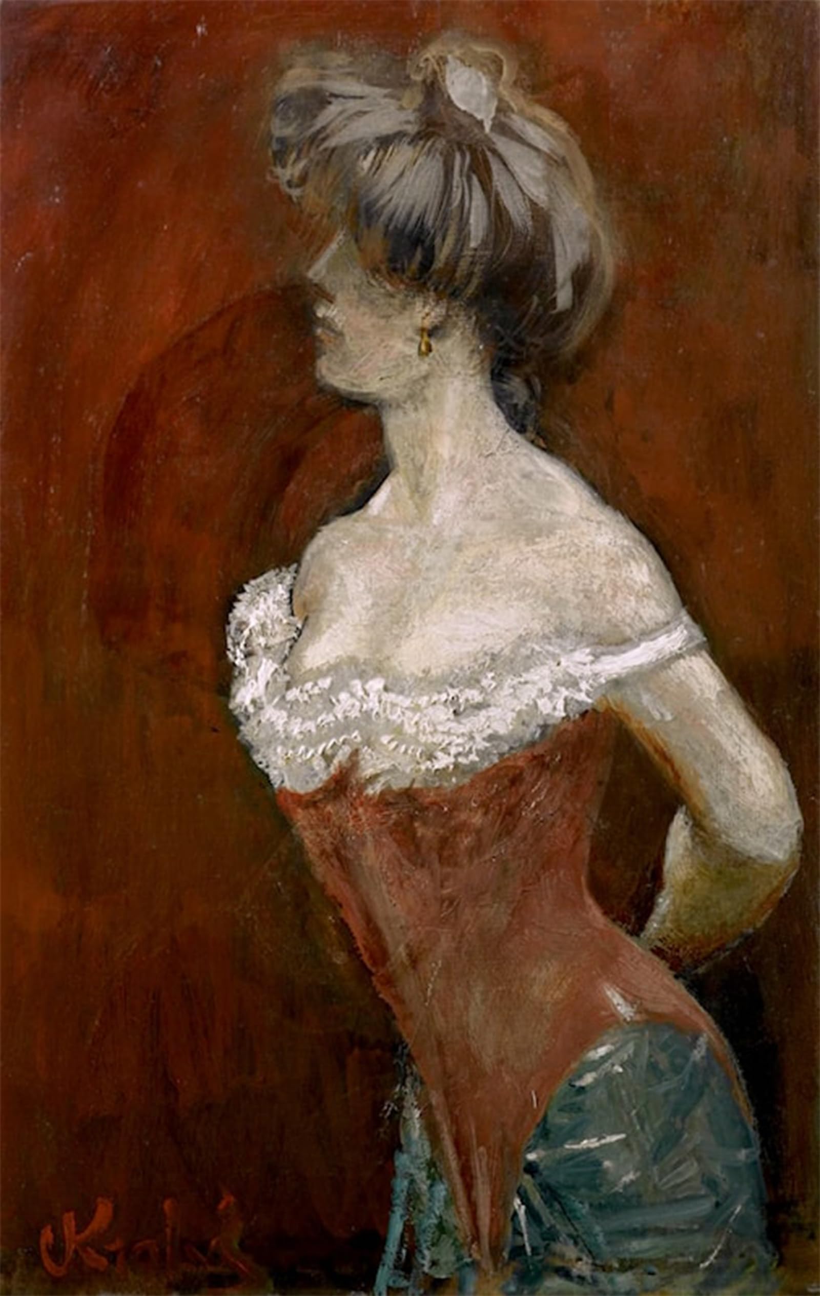 HRJUBWREE Retro Picture Art Painting Wall Poster the Coquette by Christian Krohg Vintage Art Print for Office Decor 60x90cm