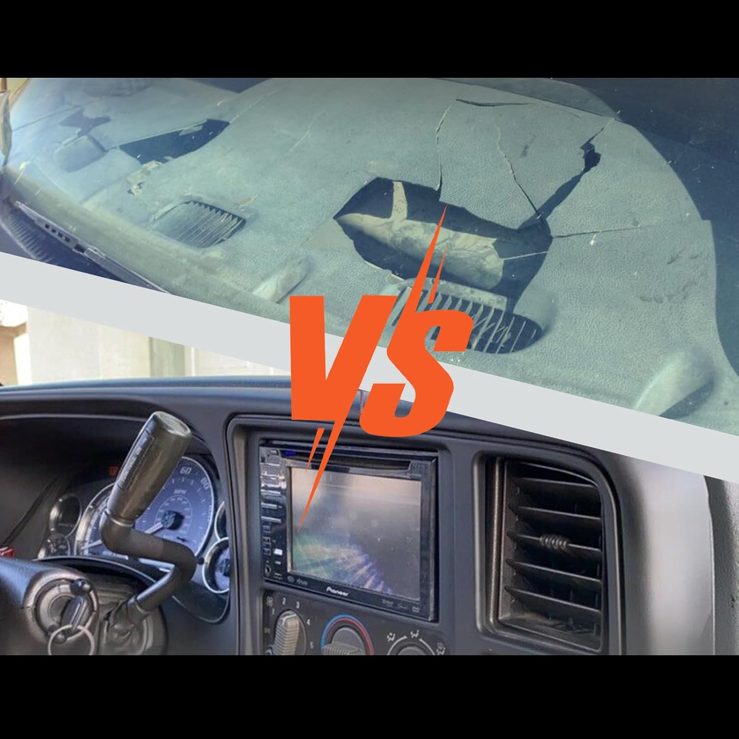 Kojem Double DIN Dash Cover Kit Compatible With 1999-2002 Chevy Silverado Avalanche Tahoe, Compatible With 1999-2002 GMC Sierra Yukon Car Stereo Radio Replacement for 15731974 15772850 Matte Black