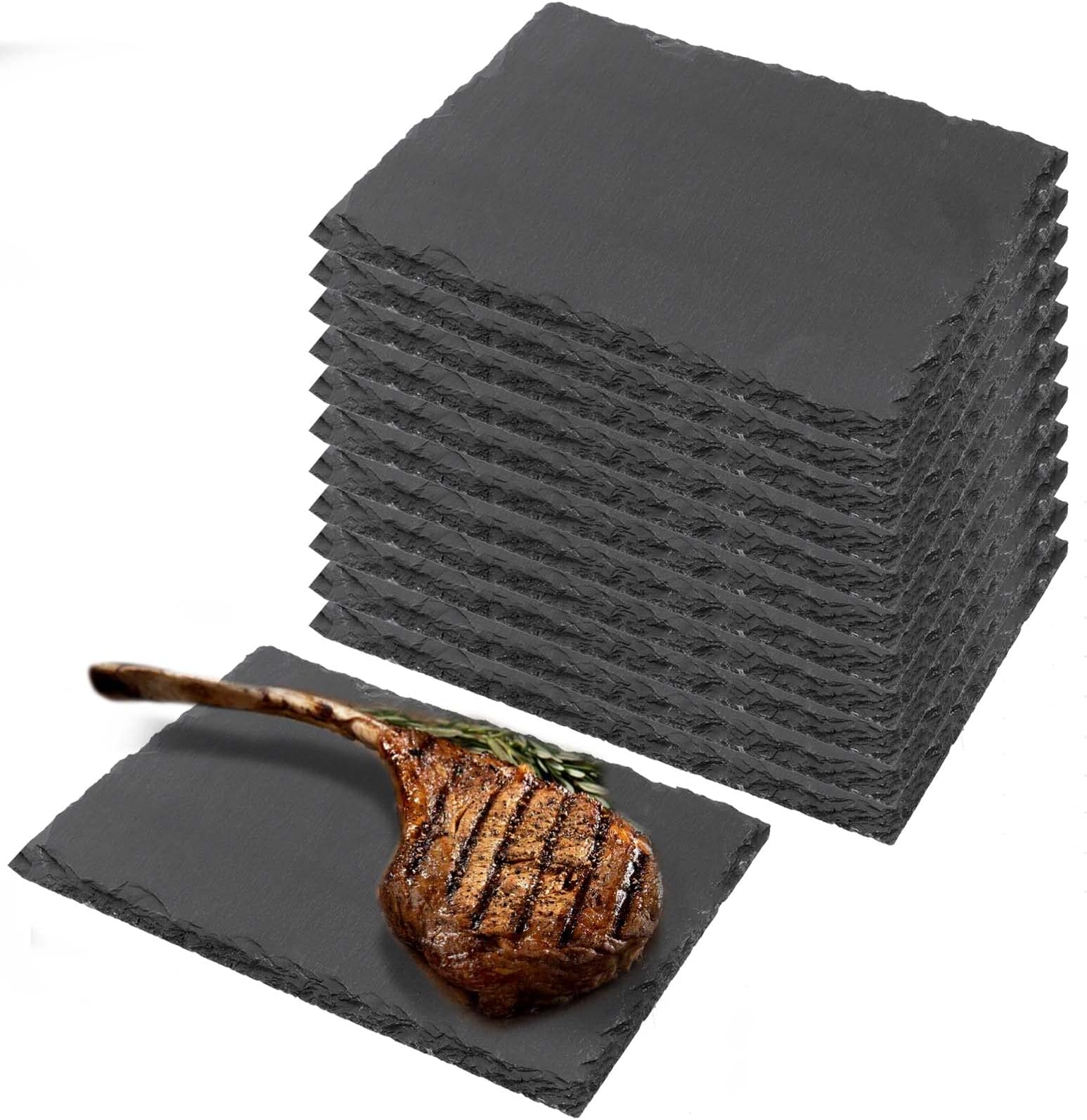 TAICHEUT 12 Pack 9 x 6 Inch Black Slate Cheese Board