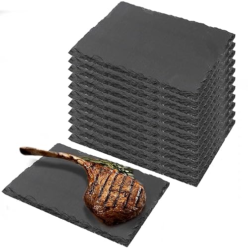 12 Pack 9 x 6 Inch Black Slate Cheese Board,