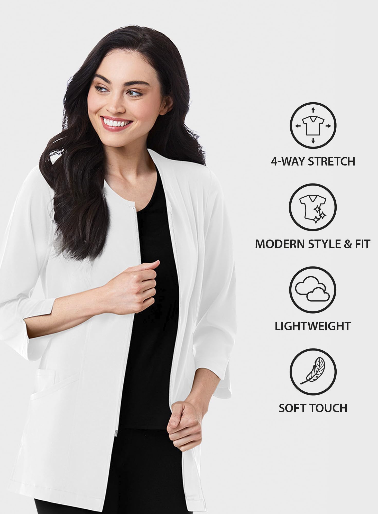 Maevn Smart Lab Coats - Chaqueta de laboratorio con manga de 3/4 pulgadas para mujer