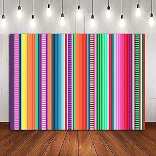 Fanghui 7x5ft Vinyl Color Stripe Photo Background for Mexican Fiesta Theme Party Photography Backdrop Birthday Wedding Banner Decoration Photo Booth Supplies